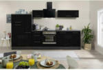 Möbelix Küchenzeile mit Geräten 310 cm Schwarz Hochglanz