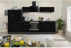 Küchenzeile mit Geräten 310 cm Schwarz Hochglanz