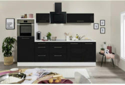 Küchenzeile mit Geräten 270 cm Schwarz Hochglanz/Weiß