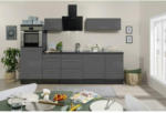 Möbelix Küchenzeile mit Geräten 280 cm Grau Hochglanz