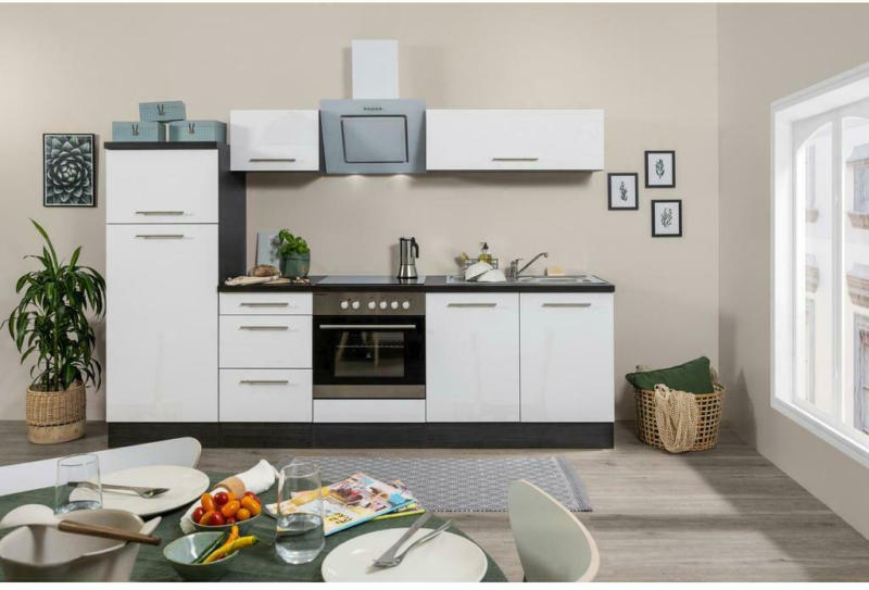 Küchenzeile mit Geräten 270 cm Weiß/Grau