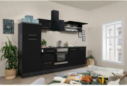 Küchenzeile mit Geräten 270 cm Schwarz Hochglanz