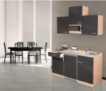 Möbelix Küchenzeile mit Geräten 150 cm Grau/Buche Dekor