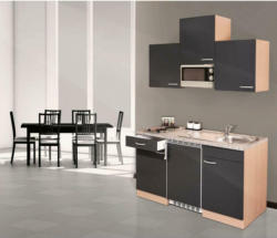 Küchenzeile mit Geräten 150 cm Grau/Buche Dekor