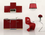Möbelix Küchenzeile mit Geräten 150 cm Rot/Steinoptik
