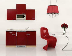 Küchenzeile mit Geräten 150 cm Rot/Steinoptik