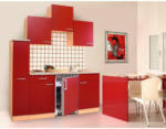 Möbelix Küchenzeile mit Geräten 180 cm Rot/Buche Dekor