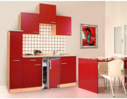 Küchenzeile mit Geräten 180 cm Rot/Buche Dekor