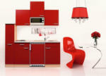 Möbelix Küchenzeile mit Geräten 180 cm Rot/Steinoptik