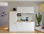 Möbelix Küchenzeile mit Geräten 210 cm Weiß/Nuss Dekor