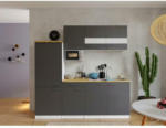 Möbelix Küchenzeile mit Geräten 210 cm Grau/Nuss Dekor