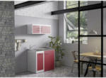 Möbelix Miniküche mit Kühlschrank + Kochfeld 100 cm Rot/Weiß