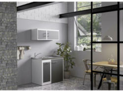 Miniküche mit Kühlschrank + Kochfeld 100 cm Anthrazit/Weiß