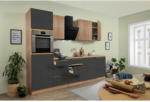 Möbelix Küchenzeile Premium mit Geräten 280 cm Grau/Eiche Dekor
