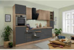 Möbelix Küchenzeile Premium mit Geräten 330 cm Grau/Eiche Dekor