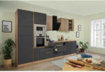 Möbelix Küchenzeile Premium mit Geräten 345 cm Grau/Eiche Dekor