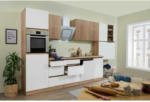 Möbelix Küchenzeile Premium mit Geräten 380 cm Weiß/Eiche Dekor