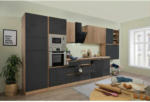 Möbelix Küchenzeile Premium mit Geräten 445 cm Grau/Eiche Dekor