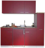 Möbelix Küchenzeile Economy mit Geräten 180 cm Rot/Nussbaum Dekor