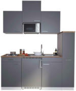 Möbelix Küchenzeile Economy mit Geräten 180 cm Grau/Nussbaum Dekor