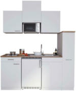 Möbelix Küchenzeile Economy mit Geräten 180 cm Weiß/Nussbaum Dekor