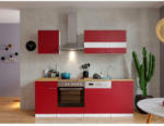 Möbelix Küchenzeile Economy mit Geräten 220 cm Rot/Nussbaum Dekor