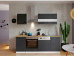 Möbelix Küchenzeile Economy mit Geräten 220 cm Grau/Nussbaum Dekor