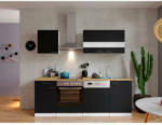 Möbelix Küchenzeile Economy mit Geräten 220 cm Schwarz/Nussbaum Dekor