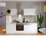 Möbelix Küchenzeile Economy mit Geräten 250 cm Weiß/Nussbaum Dekor