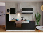 Möbelix Küchenzeile Economy mit Geräten 250 cm Schwarz/Nussbaum Dekor