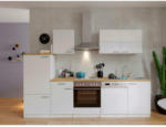 Möbelix Küchenzeile Economy mit Geräten 280 cm Weiß/Nussbaum Dekor