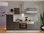 Möbelix Küchenzeile Economy mit Geräten 280 cm Grau/Nussbaum Dekor