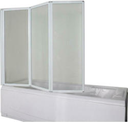 Badewannenfaltwand 3-Teilig 130x121 cm Weiß, Glas