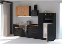 Küchenzeile Blacky ohne Geräte 280 cm Schwarz Modern