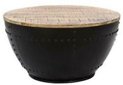 Couchtisch Rund Holz/Metall Bowl Mangoholz Massiv/Schwarz