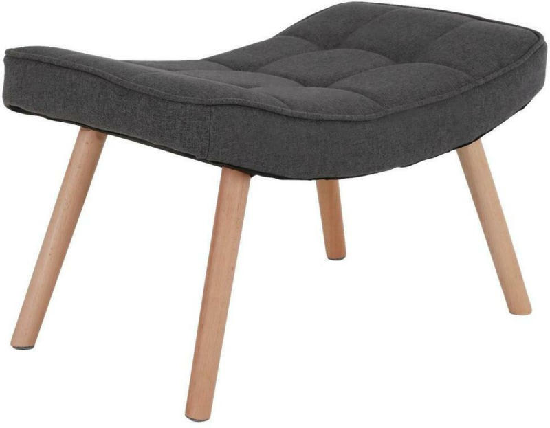 Hocker Adam Buche Dekor/Textil Grau Sitz Gepolstert H: 40 cm