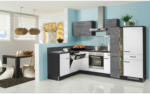 Möbelix Einbauküche Eckküche Möbelix Pn80/100 mit Geräten 175x285 cm Weiß/Grafit Modern