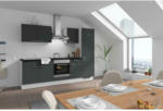 Möbelix Küchenzeile Pn 80 mit Geräten 270 cm Graphitfarben/Weiß