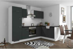 Einbauküche Eckküche Möbelix mit Geräten 275x175 cm Grahphit/Weiß