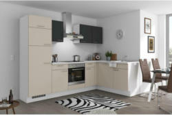 Einbauküche Eckküche Möbelix Pn 80 mit Geräten 275x175 cm Kaschmirgrau/Grafit