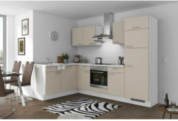 Einbauküche Eckküche Möbelix Pn 80 mit Geräten 175x275 cm Kaschmirgrau/Weiß