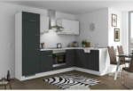 Möbelix Einbauküche Eckküche Möbelix Pn 80 mit Geräten 275x175 cm Grafit/Weiß