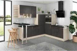 Einbauküche Eckküche Möbelix Pn80 ohne Geräte 287x228 cm Graphit/Kaschmir