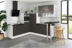 Einbauküche Eckküche Möbelix Pn80 ohne Geräte 228x287 cm Graphit/Weiß