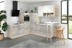 Einbauküche Eckküche Möbelix Pn80 ohne Geräte 228x287 cm Kaschmir/Weiß/Beton