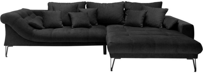 Ecksofa mit Kissen Garda Anthrazit Velours