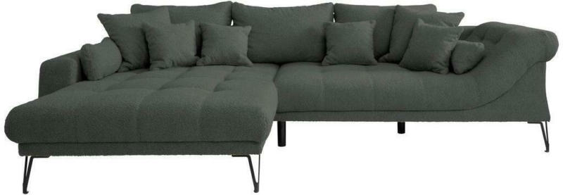 Ecksofa mit Kissen Garda Anthrazit Teddystoff