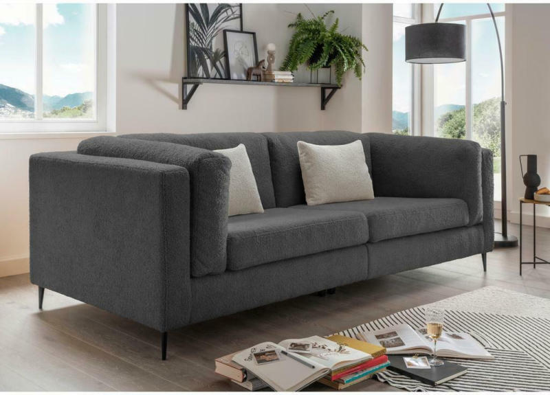 3-Sitzer-Sofa Roma Anthrazit Teddystoff