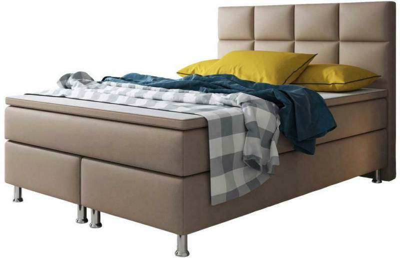 Boxspringbett mit Topper Lederlook 140x210 Miami