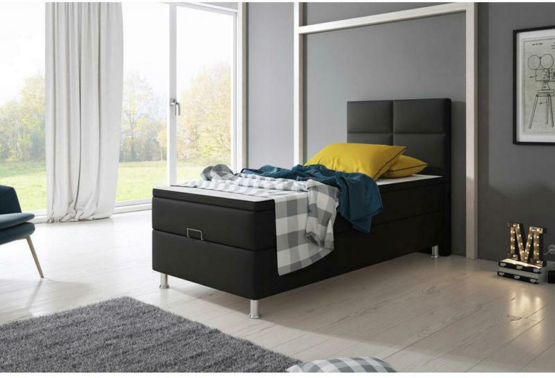 Boxspringbett mit Topper 90x200 cm Miami-Bk